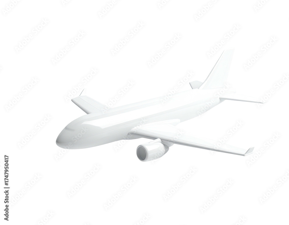 Fototapeta premium A pristine, white passenger aircraft isolated against a stark black background