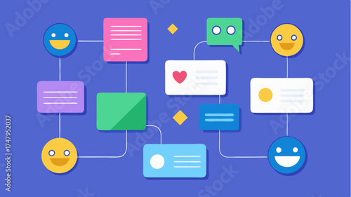 A messaging app interface displaying conversations emojis and media sharing options focusing on a clean and modern communication flow.