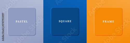 Set of abstract 3D luxry square frame border design. Collection of geometric scene for cosmetic product. Elements for design. Top view of podium or pedestal. EPS10 vector.