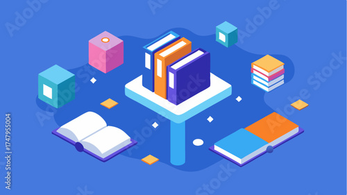 A virtual environment showcasing a digital library where users can browse through floating book covers and read information in an immersive way.