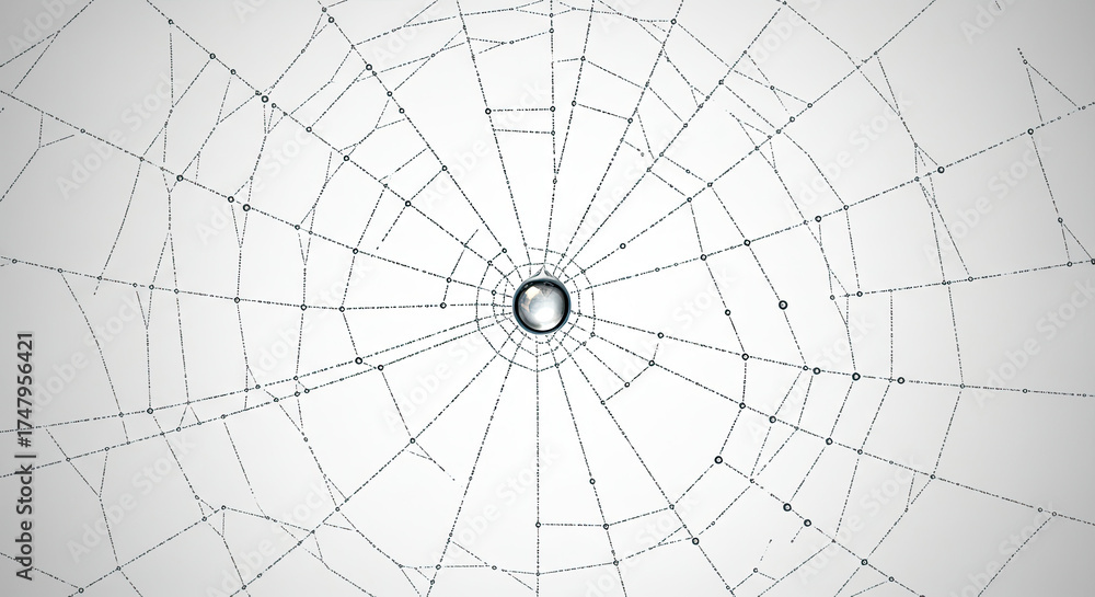 Obraz premium Abstract radial network structure with connecting nodes and central core element.