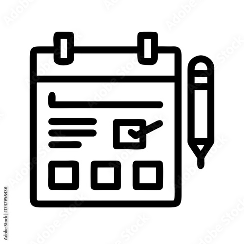 Calendar with check mark and pencil for planning