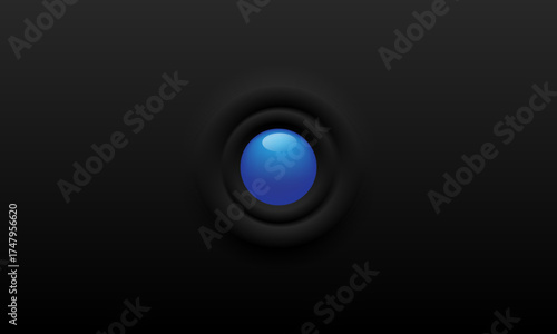 Vector art of abstract dark background with a glowing blue sphere in the center