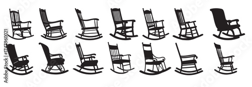 rocking chairs silhouette white background