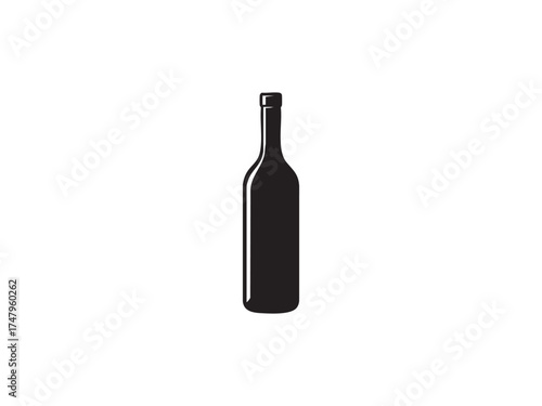 Elegant Wine Bottle Symbol – Black Minimal Vector Design