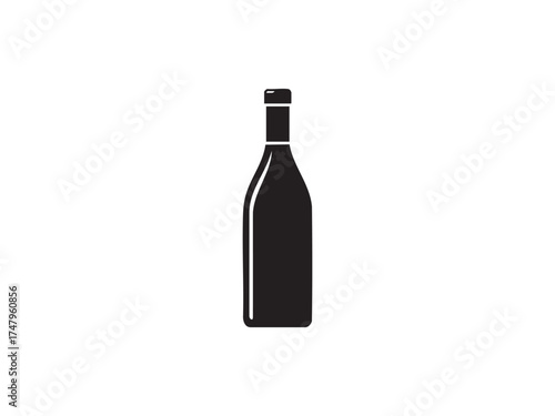 Wine Glass and Bottle Vector Icon – Modern Alcohol Drink Concept