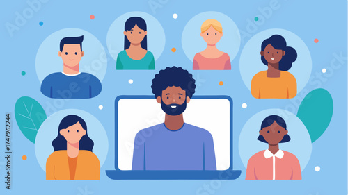 A peaceful scene depicting a virtual group therapy session with diverse avatars representing individuals sharing their experiences in a safe online space.