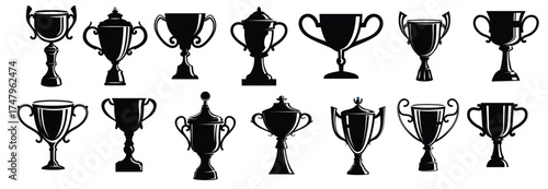sport and achievement trophy cups vector illustration