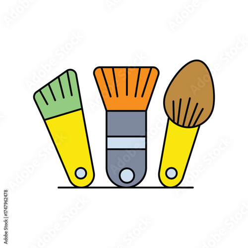 make up brushes icon with white background vector stock illustration