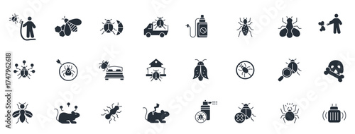 pest control icon set editable stroke linear style sign for