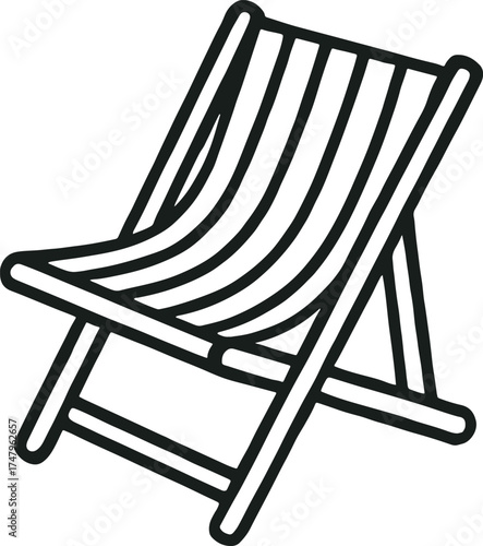 Relaxing beach chair icon evokes summer vacation vibes, perfect for travel ads, resort promotions, or minimalist design projects with a calming aesthetic