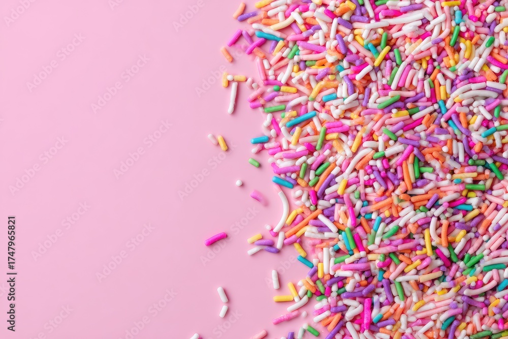 Fototapeta premium Colorful sprinkles on pink background