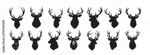 deer head silhouette white background