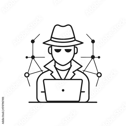 An icon Representing a Hacker or a Cybersecurity Professional, Cybersecurity Engineer Icon Representing IT Security Expert and Digital Threat Protection