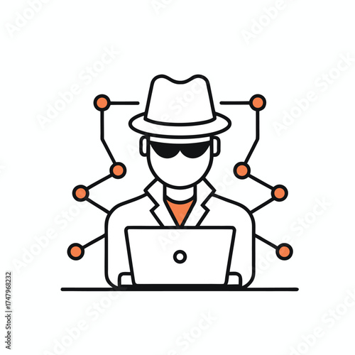 An Icon representing a hacker or a cybersecurity professional, cybersecurity engineer Icon representing IT Security Expert and Digital Threat Protection