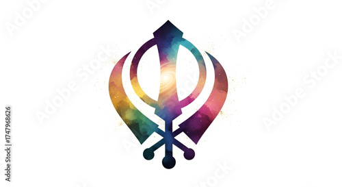 ​A Happy Guru Nanak Jayanti Vector Design With A Cosmic Galaxy Khanda Symbol On A White Background
