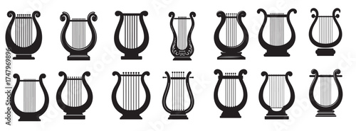 lyre silhouette white background 