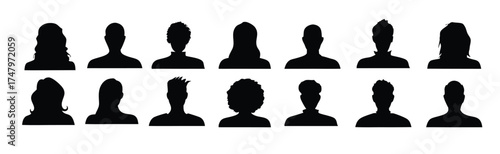 Grid of diverse male and female user profile silhouettes 