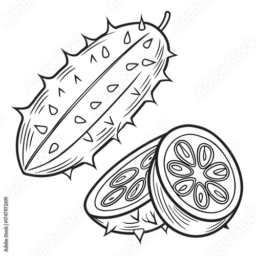  african horned cucumber vector