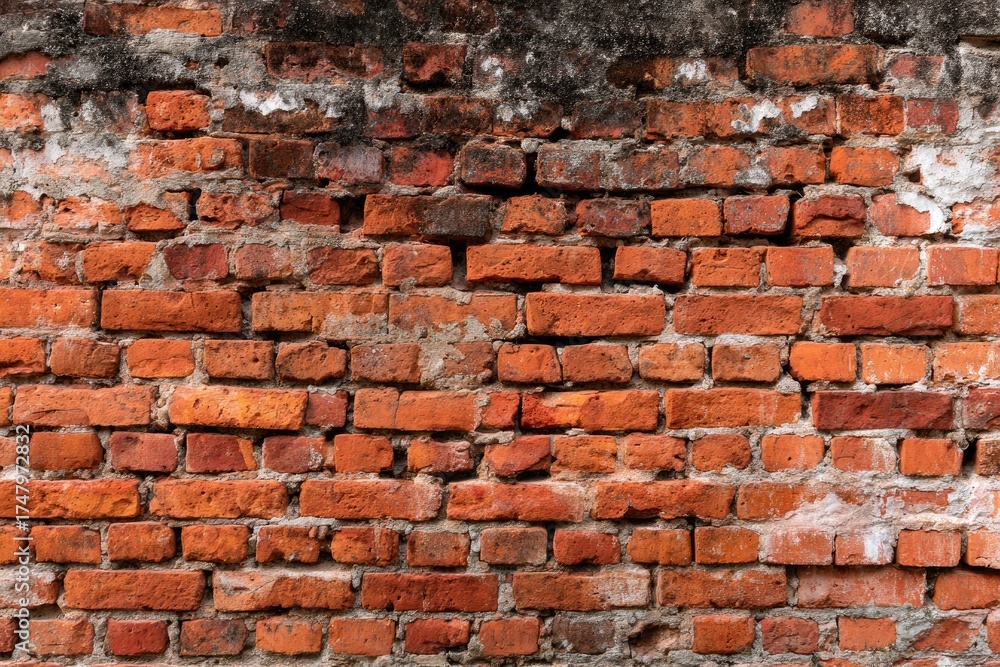 Naklejka premium Old, weathered brick wall