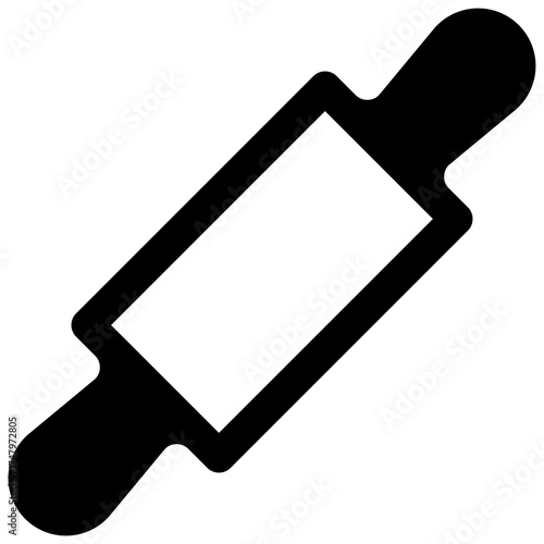 Rolling pin. Outlined stroke vector icon with black-filled details.