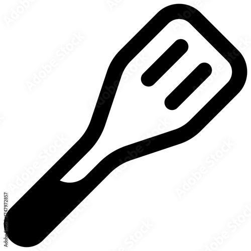 Spatula. Outlined stroke vector icon with black-filled details.