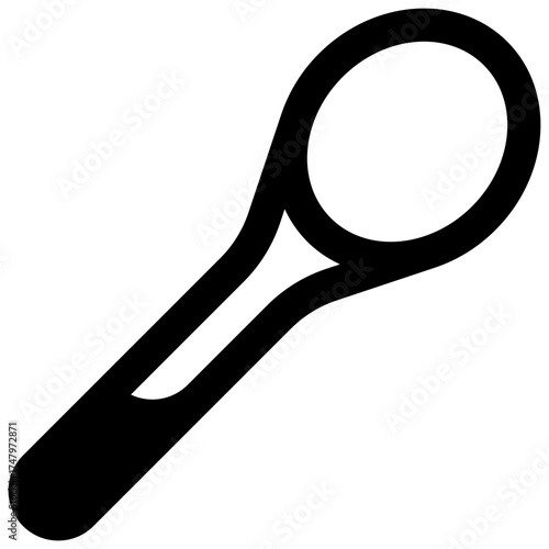 Wooden spoon. Outlined stroke vector icon with black-filled details.