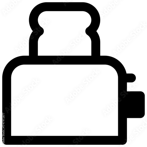 Toaster. Outlined stroke vector icon with black-filled details.