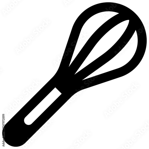 Whisk. Outlined stroke vector icon with black-filled details.