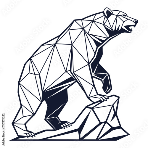 Polygon Bear Vector Shards Mascot Logo Illustration for Modern Geometric and Creative Branding Design

