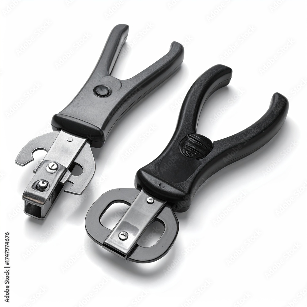 Obraz premium Two gray-handled kitchen tools with silver metallic grips