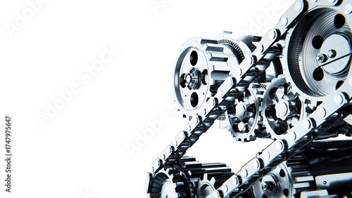 Gear wheels and engine components isolated on a transparent background