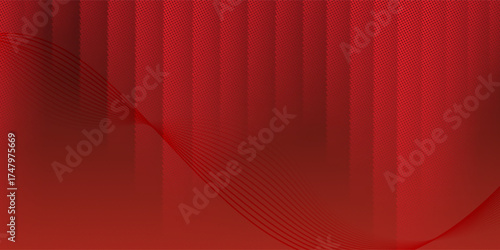 Red diagonal geometric shape with halftone. Modern fiber textured vector
