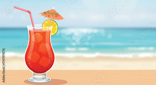 Refreshing Cocktail on the Beach A Tropical Getaway