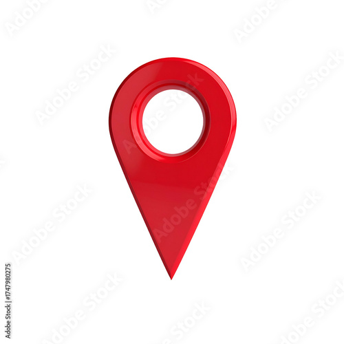 Free Download A glossy red location marker pin with a circular top, isolated on a black background - GFXLoad