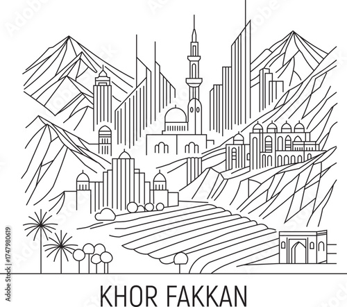 Khor Fakkan City Line Draw Simple Minimalist