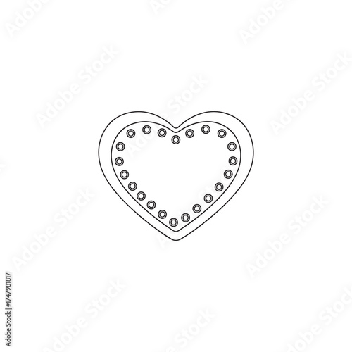 Vector art of heart shape outline with a double border and decorative dots, symbolizing love, beauty, and adornment
