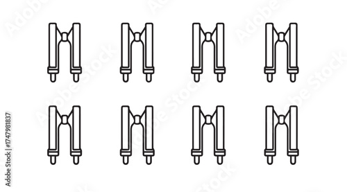 Multiple identical linear suspension spring shock absorber components isolated on vector