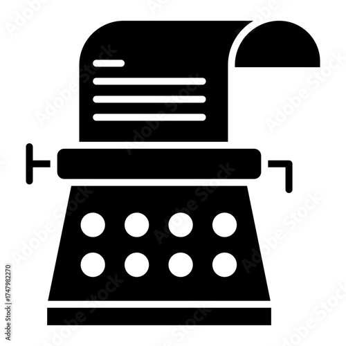 Solid Glyph Icon of Stenographer Machine