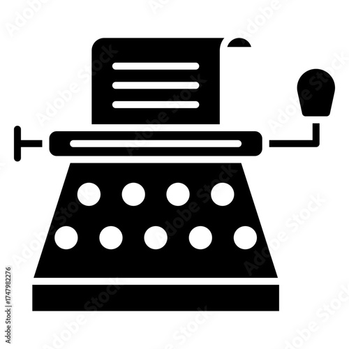 Stenographer Device Solid Glyph Icon with Handle
