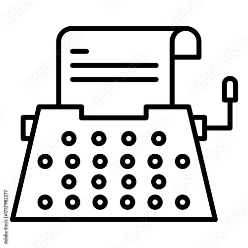 Office Stenographer Machine Outline Icon