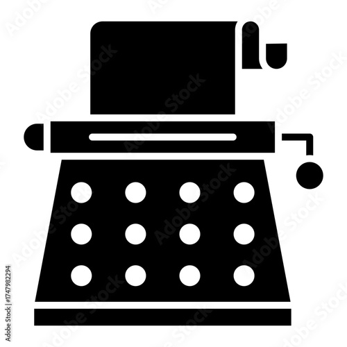 Vintage Stenographer Machine Solid Glyph Icon