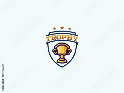 Trophy logo design vector template 