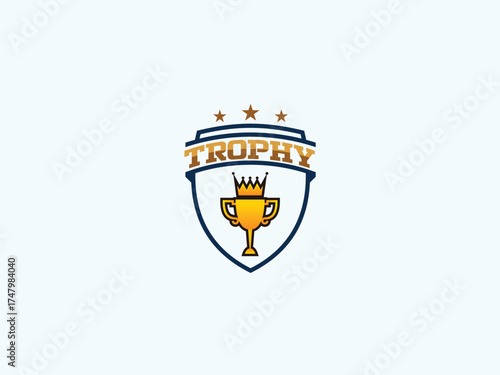 Trophy logo design vector template 