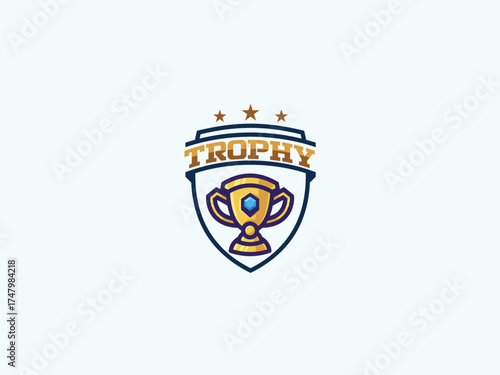 Trophy logo design vector template 