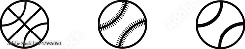 Sport ball icon set. Line sport ball set.