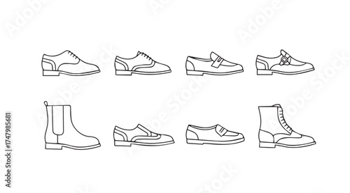 Diverse footwear collection sketch set various shoe styles illustrated collection vector