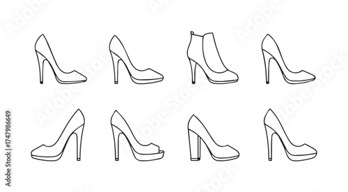Collection of elegant women's high heel shoe designs fashion footwear assortment vector