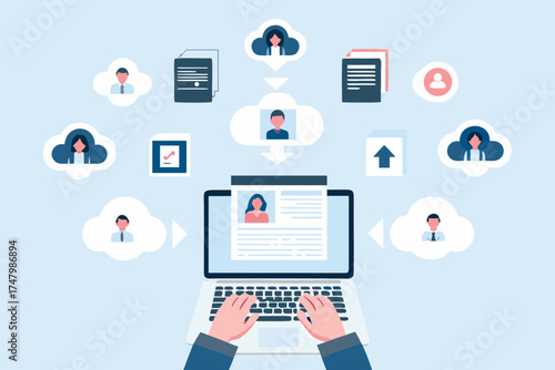 Digital workflow of human resources data management and cloud based employee profile processing