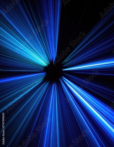 Radial blue light streaks, radiating from central void